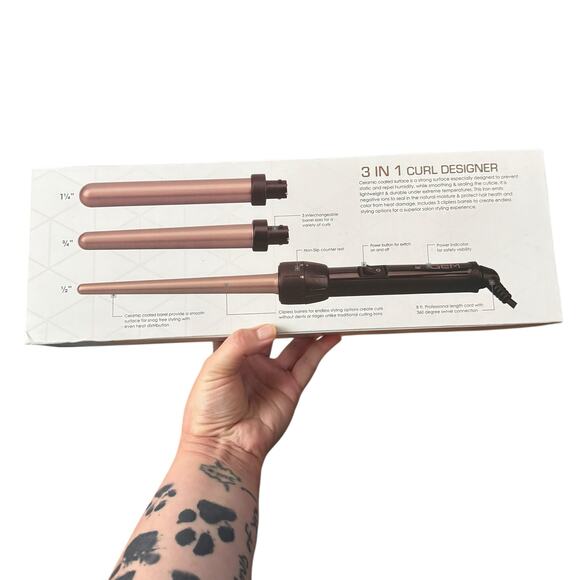 GEM 3 in 1 CURL Designer Professional Ceramic Curler Styling Iron New In Box NIB - Picture 10 of 16